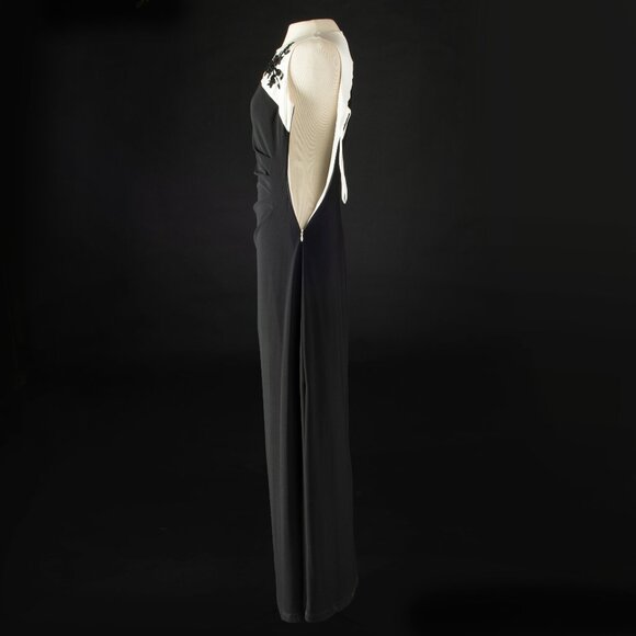 Lauren Ralph Lauren Evening Gown Black and White Embroidered Bodice 2 - Picture 4 of 13